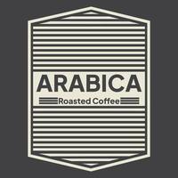 koffie logo. koffie, arabica embleem. goud koffie bonen met brieven in een golvend ronde kenteken. vector