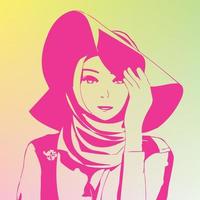 illustratie mooi hijab Dames, kan worden gebruikt voor wereld hijab dag. vector illustratie van een meisje in een hoofddoek. een moslim Dames, de banier vrij vector