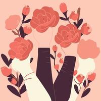 moeders dag concept menging verheven vuist met rozen vector