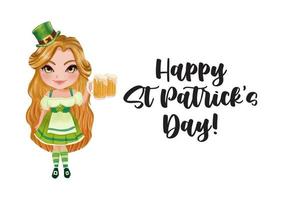 st.patrick's meisje in Ierse outfit vector