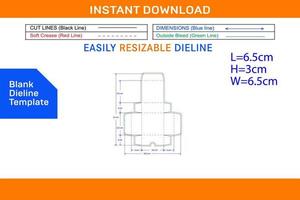 taart doos verpakking 6.6x6.5x3 cm dieline sjabloon blanco dieline sjabloon vector