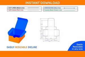 taart doos verpakking 6.6x6.5x3 cm dieline sjabloon doos dieline en 3d doos vector