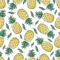 tropische ananas ananas fruit naadloze patroon op witte achtergrond. vectorillustratie voor textieldruk, behang, modevormgeving vector