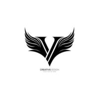 brief v y of y v met modern vliegend Vleugels wijnoogst logo vector