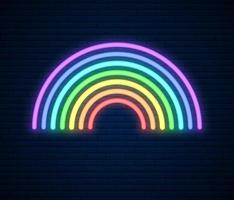 neon regenboog teken. lgbt trots maand. lesbienne homo biseksueel transgender. regenboog liefde concept. menselijk rechten en tolerantie. vector ilustration geïsoleerd Aan steen muur