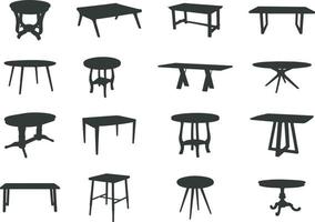 tafels silhouet, reeks van tafel silhouetten vector