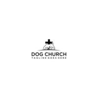 hond en kerk logo ontwerp sjabloon . vector