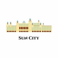 Sun City Resort in Zuid-Afrika vector pictogram platte cartoon. het is een eersteklas bestemming met een groot aantal hotels, attracties en activiteiten voor kinderen. geweldige bestemming voor uw vakantie. de moeite waard om te bezoeken