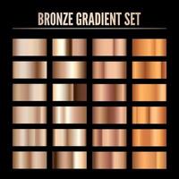 bronzen metaal realistisch verloop. verzameling van kleurrijk bronzen palet. schijnen metalen materiaal sjabloon. vector illustratie