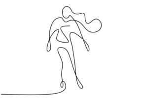 een doorlopende lijntekening van kunstschaatsen meisje. jonge gelukkige vrouw schaatsen in het ijsgebied tijdens het vrij dansen. wintersport concept geïsoleerd op een witte achtergrond. vector illustratie