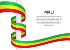 golvend lint Aan pool met vlag van Mali. vector