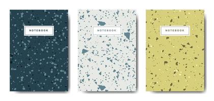 terrazzo abstracte voorbladsjablonen. universele abstracte lay-outs. toepasbaar voor notebooks, planners, brochures, boeken, catalogi vector