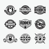 fitness gym badges en logo's, vector ontwerpsjablonen