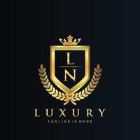 ln brief eerste met Koninklijk luxe logo sjabloon vector