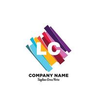 lc eerste logo met kleurrijk sjabloon vector