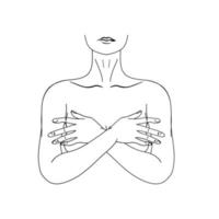 een lijn tekening van een vrouw lichaam Aan een wit geïsoleerd achtergrond. vector illustratie