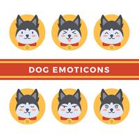 Flat Dog Emoticons Vector-collectie vector