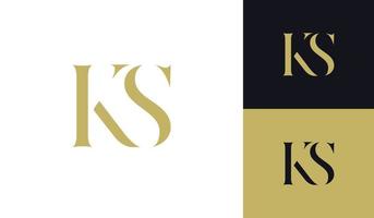 luxe brief ks monogram logo voor mode bedrijf vector