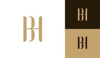 luxe brief bh monogram logo voor mode bedrijf vector