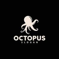 Octopus logo, zee dieren vector, zeevruchten ingrediënten inktvis tentakels icoon silhouet ontwerp vector