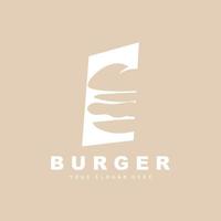 hamburger logo, snel voedsel ontwerp, brood en groenten vector, snel voedsel restaurant merk icoon illustratie vector