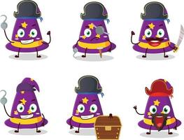 tekenfilm karakter van tovenaar hoed met divers piraten emoticons vector