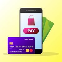 Telefoon portemonnee met creditcards en geld illustratie vector