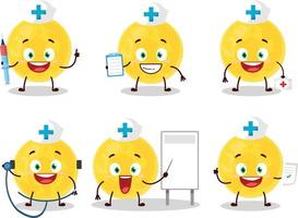 dokter beroep emoticon met geel maan tekenfilm karakter vector