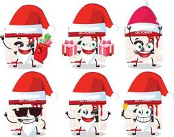 de kerstman claus emoticons met halloween kalender tekenfilm karakter vector