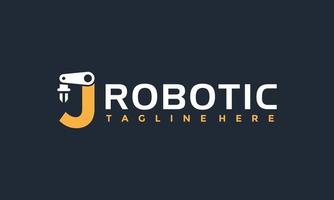 initialen j robot arm logo vector