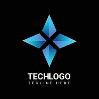 technologie blauw abstract meetkundig logo vector ontwerp.