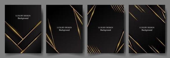 reeks luxe zwart geometrie met glimmend goud lijn ontwerp achtergrond vector. luxe elegant thema vector