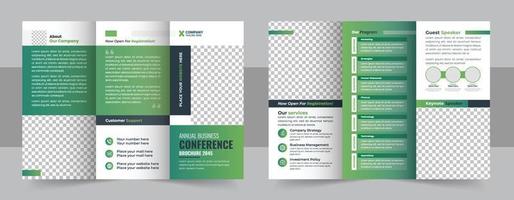 bedrijf ontwikkeling conferentie drievoud brochure sjabloon ontwerp, bedrijf drievoud brochure, zakelijke brochure vector