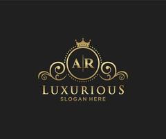 eerste ar brief Koninklijk luxe logo sjabloon in vector kunst voor restaurant, royalty, boetiek, cafe, hotel, heraldisch, sieraden, mode en andere vector illustratie.