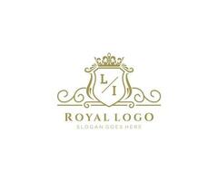 eerste li brief luxueus merk logo sjabloon, voor restaurant, royalty, boetiek, cafe, hotel, heraldisch, sieraden, mode en andere vector illustratie.