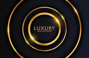 luxe elegante achtergrond met glanzend gouden cirkelelement op donker zwart metalen oppervlak. lay-out van de bedrijfspresentatie vector