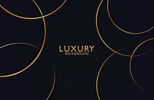 luxe en elegant cirkelvormontwerp met gouden lijn. luxe gouden geometrische vormsamenstelling op donkere achtergrond. vector