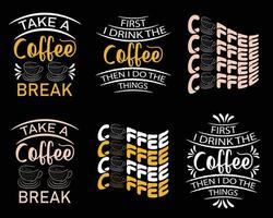 koffie typografie t overhemd ontwerp met citaten, koffie SVG bundel ontwerp vector