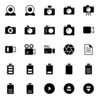 glyph pictogrammen voor multimediaal. vector