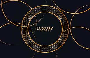 luxe en elegant cirkelvormontwerp met gouden lijn. luxe gouden geometrische vormsamenstelling op donkere achtergrond. vector