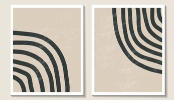 trendy eigentijdse set van abstracte creatieve geometrische minimalistische artistieke handgeschilderde compositie. vector posters voor wanddecoratie in vintage stijl