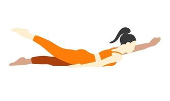 flexibiliteit yoga houding. Aziatisch vrouw, dame, vrouw, meisje. meditatie, pilates, mentaal Gezondheid, opleiding, sport, Sportschool. vector illustratie in tekenfilm vlak stijl geïsoleerd Aan wit achtergrond.