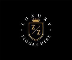 eerste zz brief Koninklijk luxe logo sjabloon in vector kunst voor restaurant, royalty, boetiek, cafe, hotel, heraldisch, sieraden, mode en andere vector illustratie.