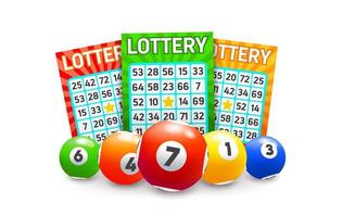 bingo loterij ballen en lotto kaartjes achtergrond vector