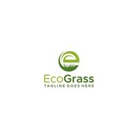 brief e met gras logo ontwerp vector