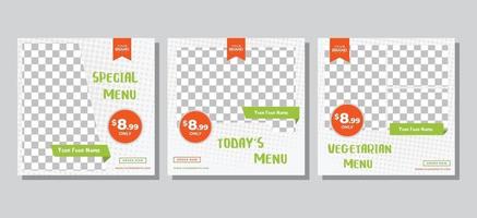 restaurant eten sociale media post vector