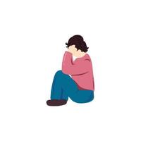 vrouw lijden van depressie migraine en hoofdpijn vector