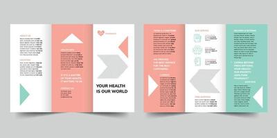 apotheek drievoud brochure sjabloon, folder vector lay-out drievoud mockup pro vector