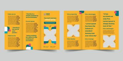 ngo drievoud brochure sjabloon, folder vector lay-out drievoud mockup pro vector