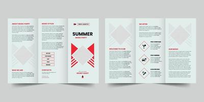 zomer muziek- partij drievoud brochure sjabloon, folder vector lay-out drievoud mockup pro vector